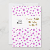 Roze sterren met berichtfoto op zaterdag kaart (Voorkant)