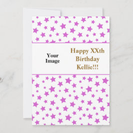 Roze sterren met berichtfoto op zaterdag kaart