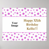 Roze sterren met berichtfoto op zaterdag poster (Voorkant)