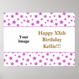 Roze sterren met berichtfoto op zaterdag poster