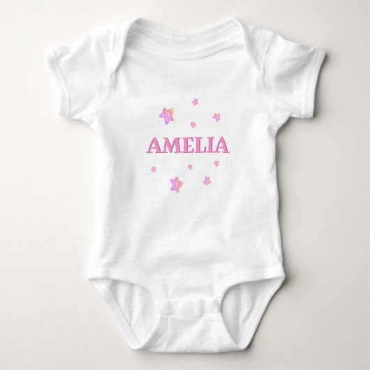 Roze sterren met de naam Cute Baby Girl Bodysuit (Voorkant)