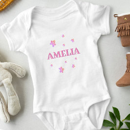 Roze sterren met naam Cute Baby Girl Onesie Romper