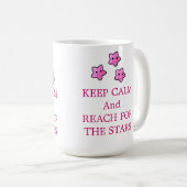 Roze sterren met spreuk koffiemok (Voorkant rechts)
