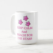 Roze sterren met spreuk koffiemok (Voorkant links)