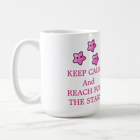 Roze sterren met spreuk koffiemok (Links)