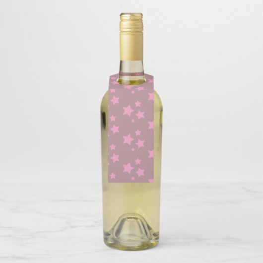 Roze sterren Modern design Flessenhanger (Op fles)