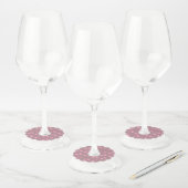 Roze sterren Modern design Wijnglaslabel (Set)