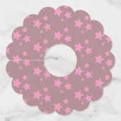 Roze sterren Modern design Wijnglaslabel (Achterkant)