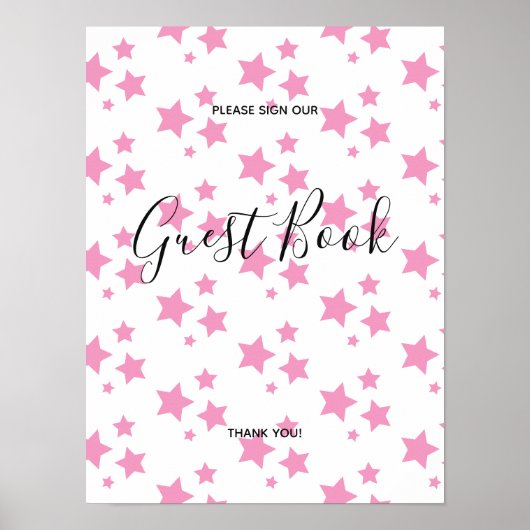 Roze sterren Modern ontwerp Boek signeer Poster (Voorkant)
