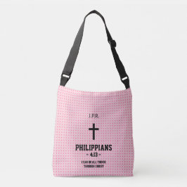 Roze Sterren Patroon Bijbelvers Christelijk Crossbody Tas