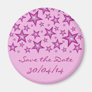 Roze sterren 'Save the Date' bleek roze Magneet