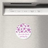 Roze sterren "Save the Date" fridge magnet wit (Insitu (Vaatwasser))