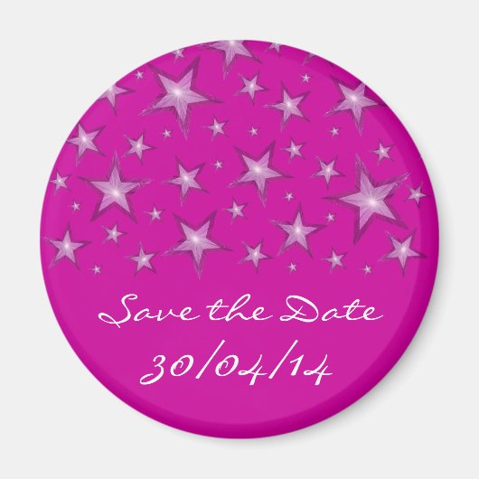 Roze sterren "Save the Date" koelkast magnetroze Magneet (Voorkant)