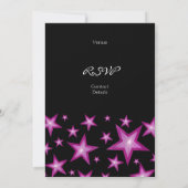 Roze sterren uitnodiging verticaal zwart (Achterkant)