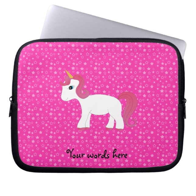 Roze sterren van Unicorn Laptop Sleeve (Voorkant)