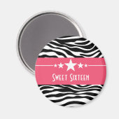 Roze sterren Zebra Print Sweet 16 Magnet (Voorkant / Achterkant)