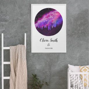 Roze sterrenbeeld Leeuw Horoscoop Teken Cadeau Poster