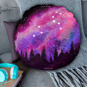 Roze Sterrenbeeld Leeuw Sterrenbeeld Verjaardag Rond Kussen