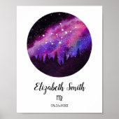 Roze Sterrenbeeld Maagd Horoscoop Teken Cadeau Poster (Voorkant)