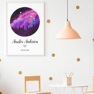 Roze Sterrenbeeld Ram Horoscoop Teken Cadeau Poster