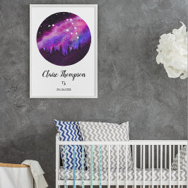 Roze sterrenbeeld Steenbok Horoscoop Teken Cadeau Poster