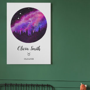Roze Sterrenbeeld Stier Horoscoop Teken Cadeau Poster
