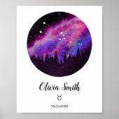 Roze Sterrenbeeld Stier Horoscoop Teken Cadeau Poster (Voorkant)