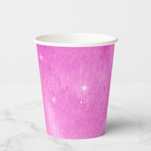 Roze Sterrennacht Baby shower Papieren kopjes Papieren Bekers (Achterkant)