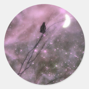 Roze Sterrennacht Ronde Sticker