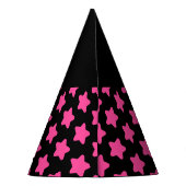 Roze Sterrenpatroon op Black Halloween Witch Pet Feesthoedjes (Achterkant)