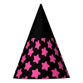 Roze Sterrenpatroon op Black Halloween Witch Pet Feesthoedjes