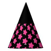 Roze Sterrenpatroon op Black Halloween Witch Pet Feesthoedjes (Links)
