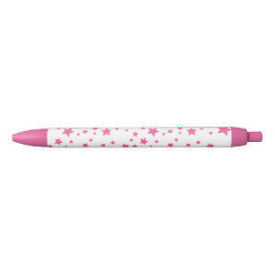 Roze Sterrenpatroon Zwarte Inkt Pen