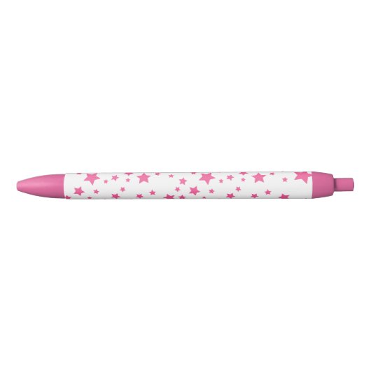 Roze Sterrenpatroon Zwarte Inkt Pen (Voorkant)