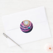 Roze sterrenstelsel ronde sticker (Envelop)