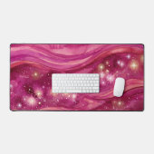 Roze sterrenstelsel waterverf marmer – Kosmische Bureaumat (Keyboard & Muis)