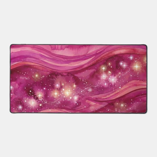 Roze sterrenstelsel waterverf marmer – Kosmische Bureaumat (Voorkant)
