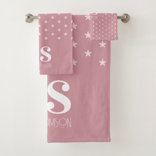 Roze sterstaMonogram Bad Handdoek (Insitu)