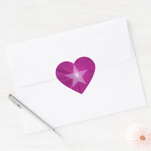 Roze sterstift met sterren hart sticker (Envelop)