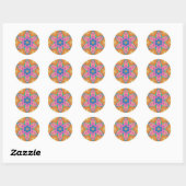 Roze sterventilator met Sinaasappel Ronde Sticker (Vel)