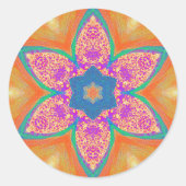 Roze sterventilator met Sinaasappel Ronde Sticker (Voorkant)