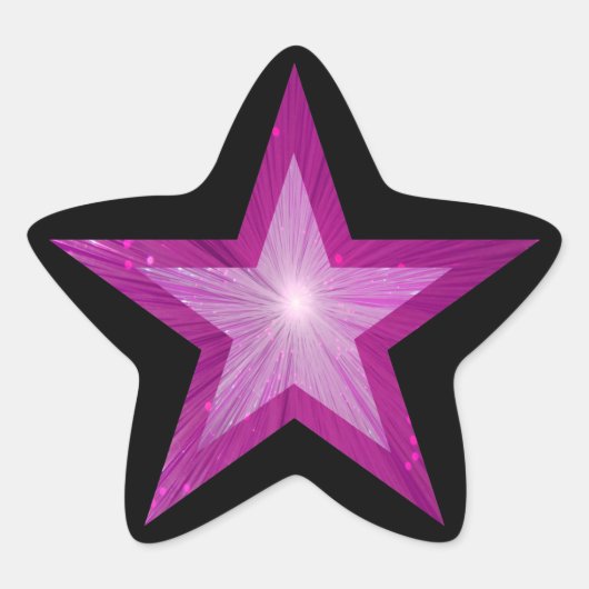 Roze stervormig sticker zwart (Voorkant)