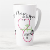 Roze Stethoscoop EKG verpleegsters zijn allemaal h Latte Mok (Rechterhoek)