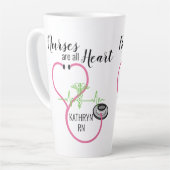 Roze Stethoscoop EKG verpleegsters zijn allemaal h Latte Mok (Linkerhoek)