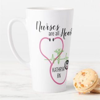 Roze Stethoscoop EKG verpleegsters zijn allemaal h Latte Mok