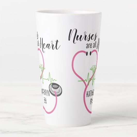 Roze Stethoscoop EKG verpleegsters zijn allemaal h Latte Mok (Voorkant)