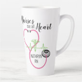Roze Stethoscoop EKG verpleegsters zijn allemaal h Latte Mok (Rechts)
