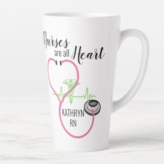 Roze Stethoscoop EKG verpleegsters zijn allemaal h Latte Mok (Rechts)