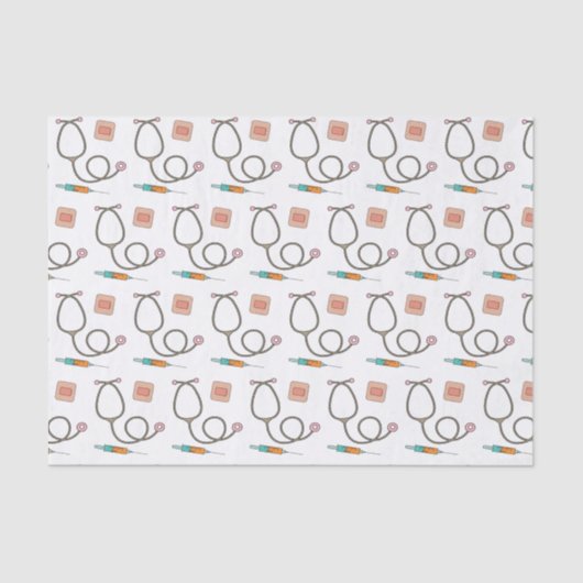 Roze Stethoscoop Medical Nuse Tissuepapier (Voorkant)