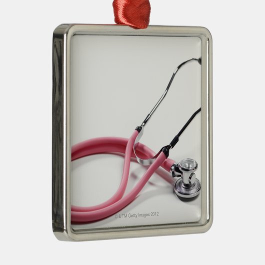 Roze Stethoscoop Metalen Ornament (Rechts)
